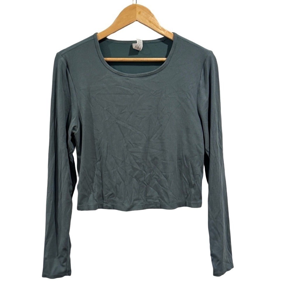 Yogalicious Teal Longsleeve Ribbed Crop Top Size XL